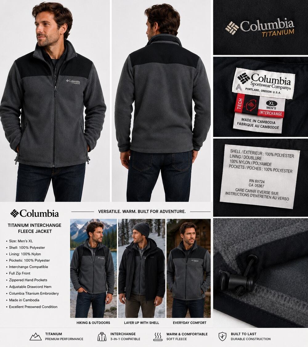Columbia Titanium Interchange Fleece Full Zip Jacket Men's Outdoor
